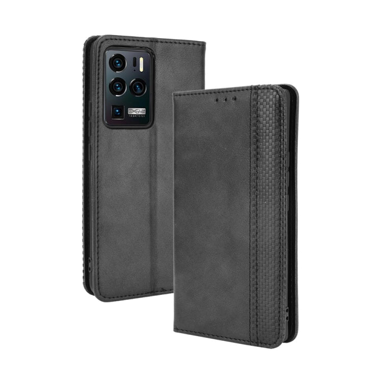 For ZTE Axon 30 Ultra 5G Magnetic Buckle Retro Crazy Horse Texture Horizontal Flip Leather Case with Holder & Card Slots & Photo Frame