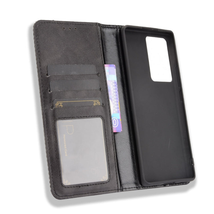 For ZTE Axon 30 Ultra 5G Magnetic Buckle Retro Crazy Horse Texture Horizontal Flip Leather Case with Holder & Card Slots & Photo Frame