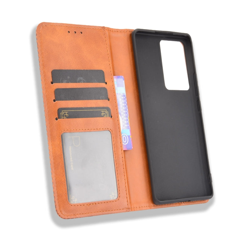 For ZTE Axon 30 Ultra 5G Magnetic Buckle Retro Crazy Horse Texture Horizontal Flip Leather Case with Holder & Card Slots & Photo Frame