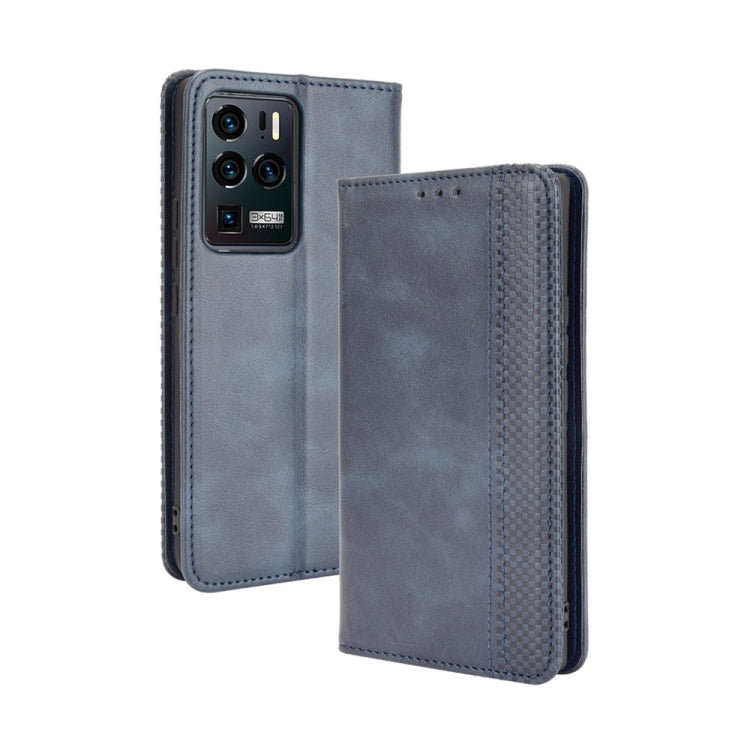 For ZTE Axon 30 Ultra 5G Magnetic Buckle Retro Crazy Horse Texture Horizontal Flip Leather Case with Holder & Card Slots & Photo Frame