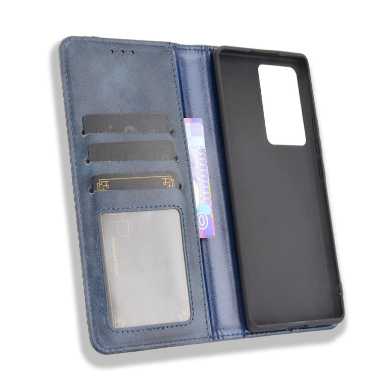 For ZTE Axon 30 Ultra 5G Magnetic Buckle Retro Crazy Horse Texture Horizontal Flip Leather Case with Holder & Card Slots & Photo Frame