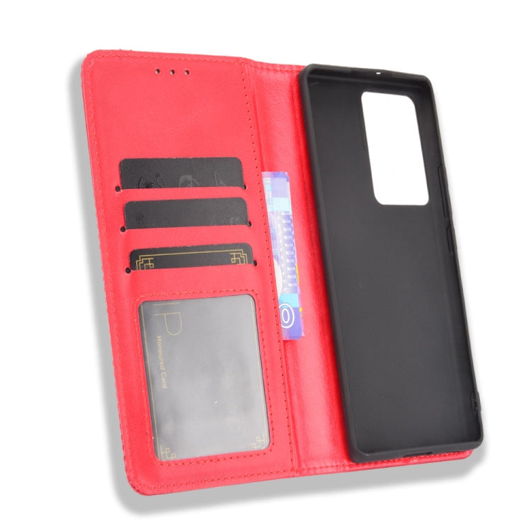 For ZTE Axon 30 Ultra 5G Magnetic Buckle Retro Crazy Horse Texture Horizontal Flip Leather Case with Holder & Card Slots & Photo Frame