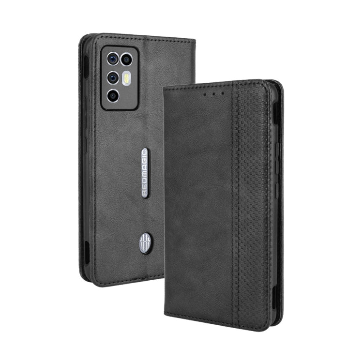 For ZTE nubia Red Magic 6R Magnetic Buckle Retro Crazy Horse Texture Horizontal Flip Leather Case with Holder & Card Slots & Photo Frame