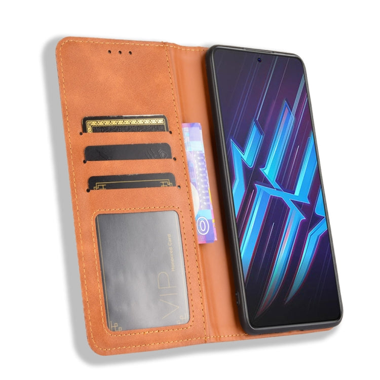For ZTE nubia Red Magic 6R Magnetic Buckle Retro Crazy Horse Texture Horizontal Flip Leather Case with Holder & Card Slots & Photo Frame