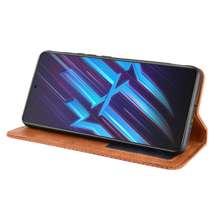 For ZTE nubia Red Magic 6R Magnetic Buckle Retro Crazy Horse Texture Horizontal Flip Leather Case with Holder & Card Slots & Photo Frame