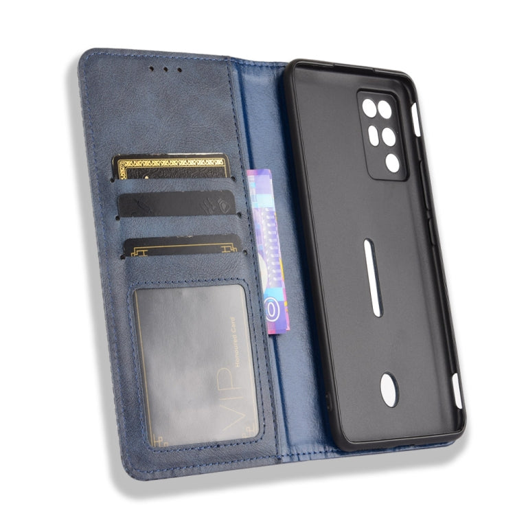 For ZTE nubia Red Magic 6R Magnetic Buckle Retro Crazy Horse Texture Horizontal Flip Leather Case with Holder & Card Slots & Photo Frame
