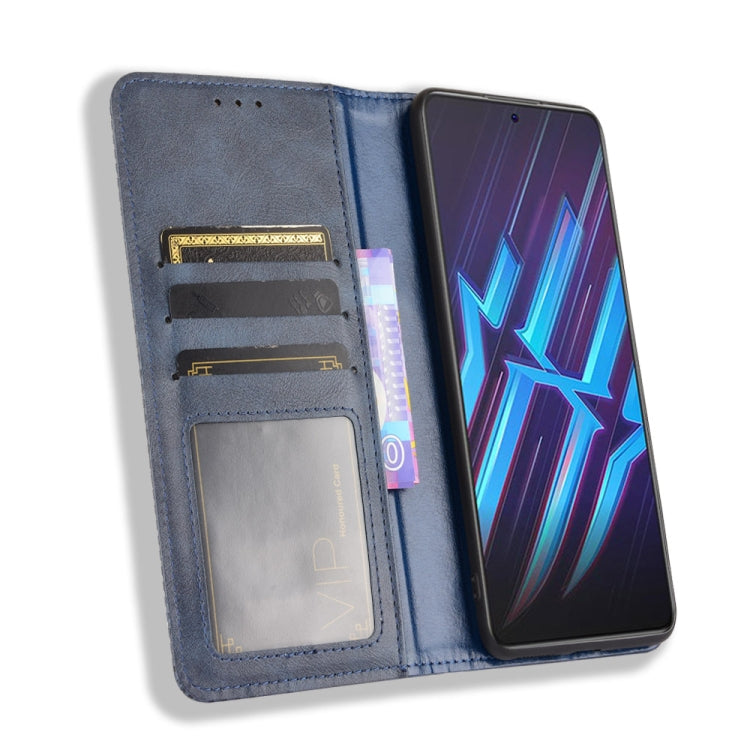 For ZTE nubia Red Magic 6R Magnetic Buckle Retro Crazy Horse Texture Horizontal Flip Leather Case with Holder & Card Slots & Photo Frame