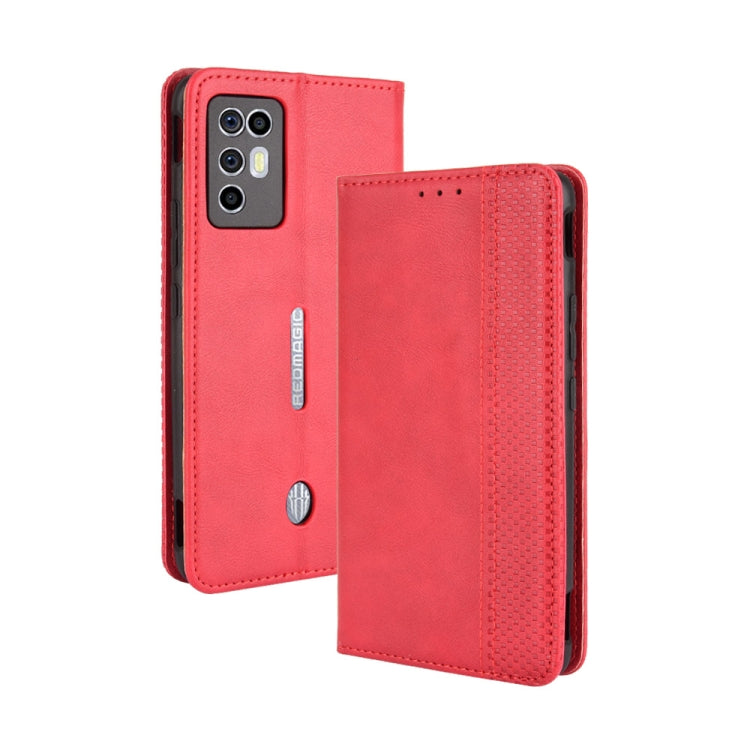 For ZTE nubia Red Magic 6R Magnetic Buckle Retro Crazy Horse Texture Horizontal Flip Leather Case with Holder & Card Slots & Photo Frame