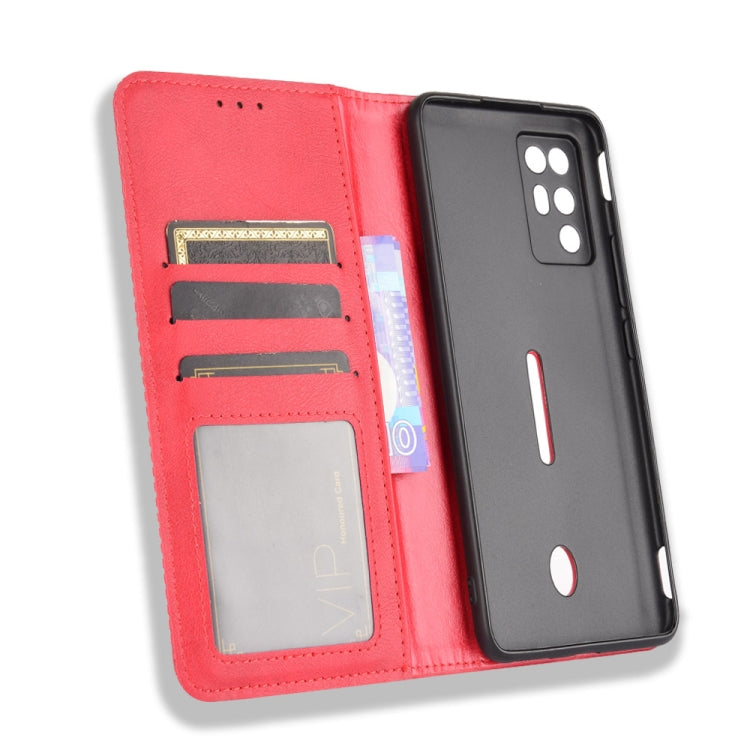 For ZTE nubia Red Magic 6R Magnetic Buckle Retro Crazy Horse Texture Horizontal Flip Leather Case with Holder & Card Slots & Photo Frame