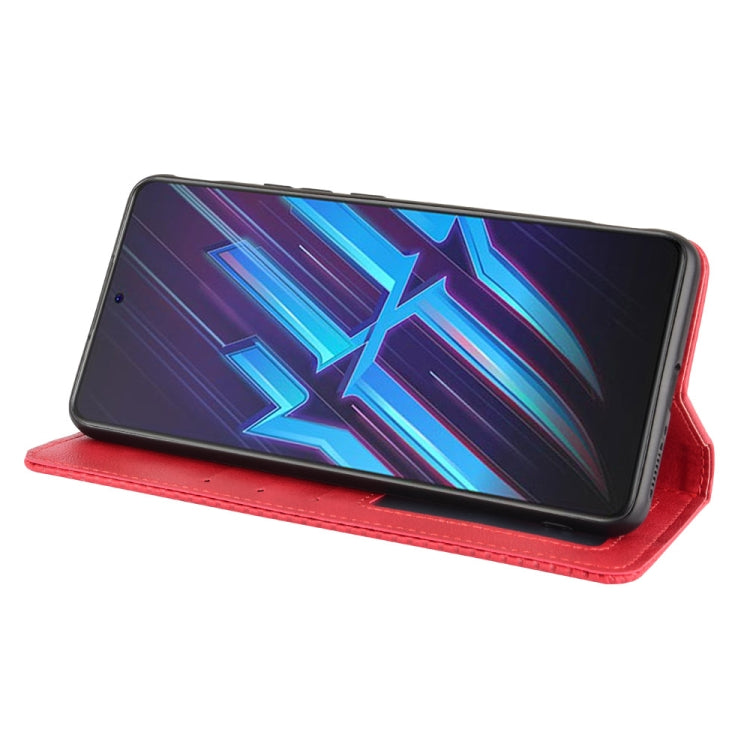 For ZTE nubia Red Magic 6R Magnetic Buckle Retro Crazy Horse Texture Horizontal Flip Leather Case with Holder & Card Slots & Photo Frame