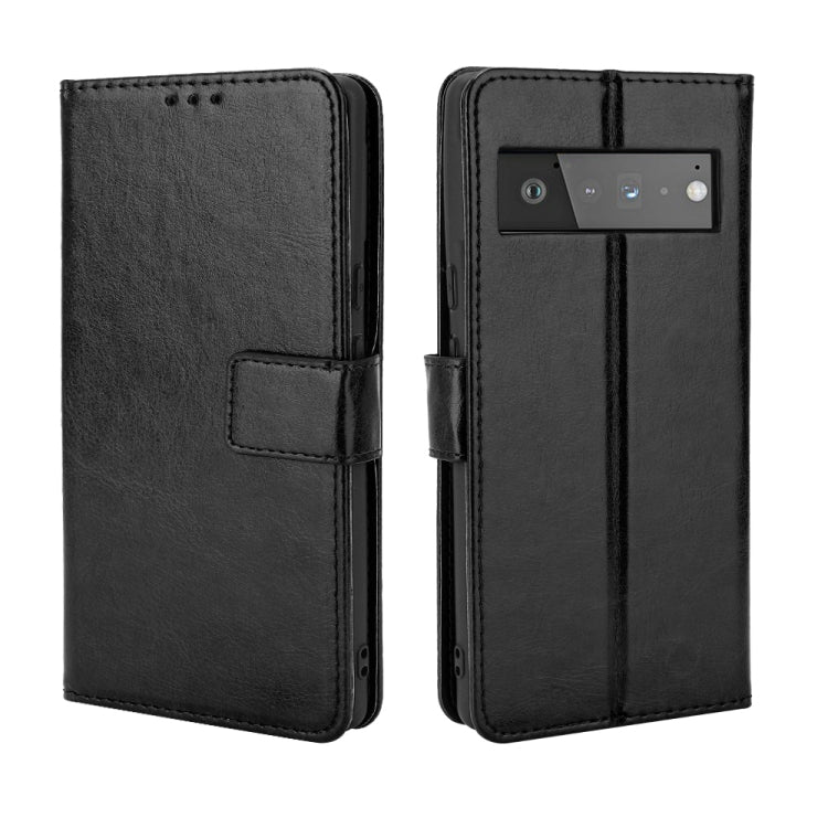For Google Pixel 6 Pro Crazy Horse Texture Horizontal Flip Leather Case with Holder & Card Slots & Lanyard