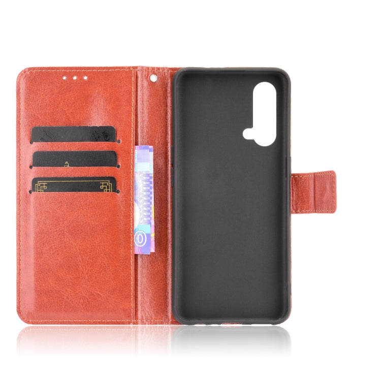 For OnePlus Nord CE 5G Crazy Horse Texture Horizontal Flip Leather Case with Holder & Card Slots & Lanyard
