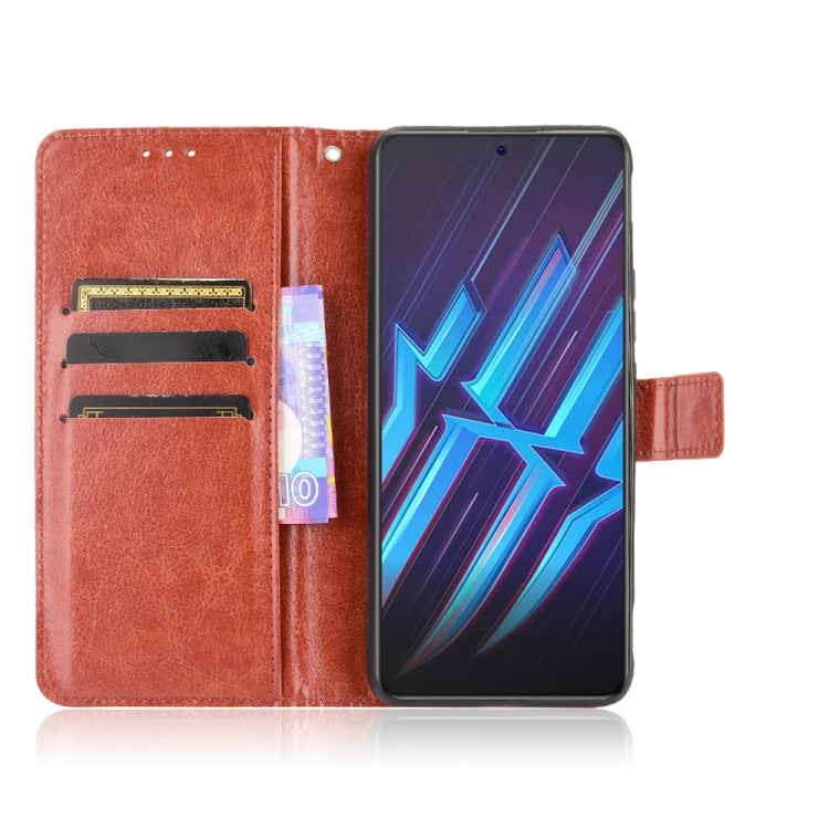 For ZTE Nubia Red Magic 6R Crazy Horse Texture Horizontal Flip Leather Case with Holder & Card Slots & Lanyard