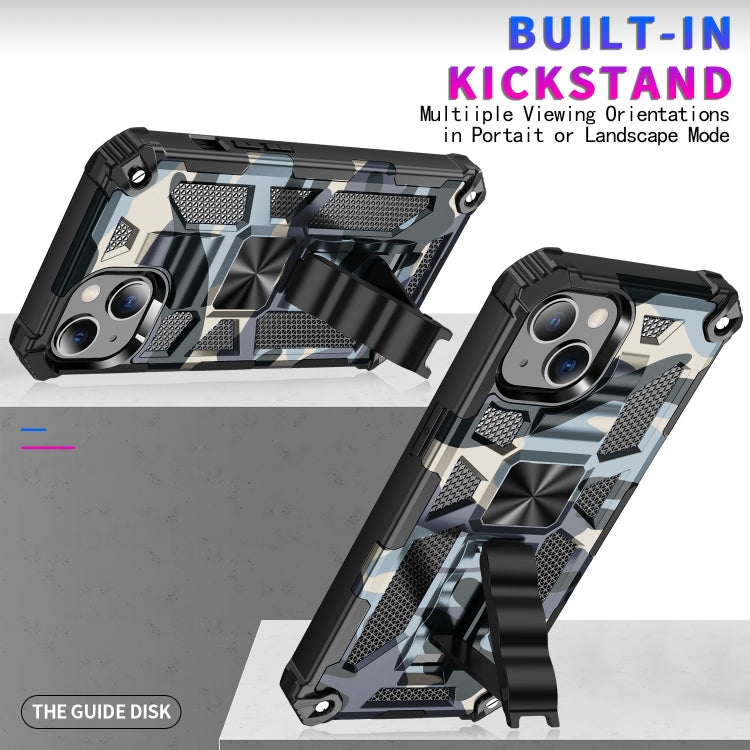 For iPhone 13 Pro Camouflage Armor Kickstand TPU + PC Magnetic Phone Case