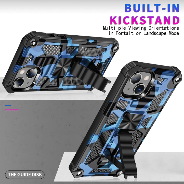 For iPhone 13 Pro Camouflage Armor Kickstand TPU + PC Magnetic Phone Case