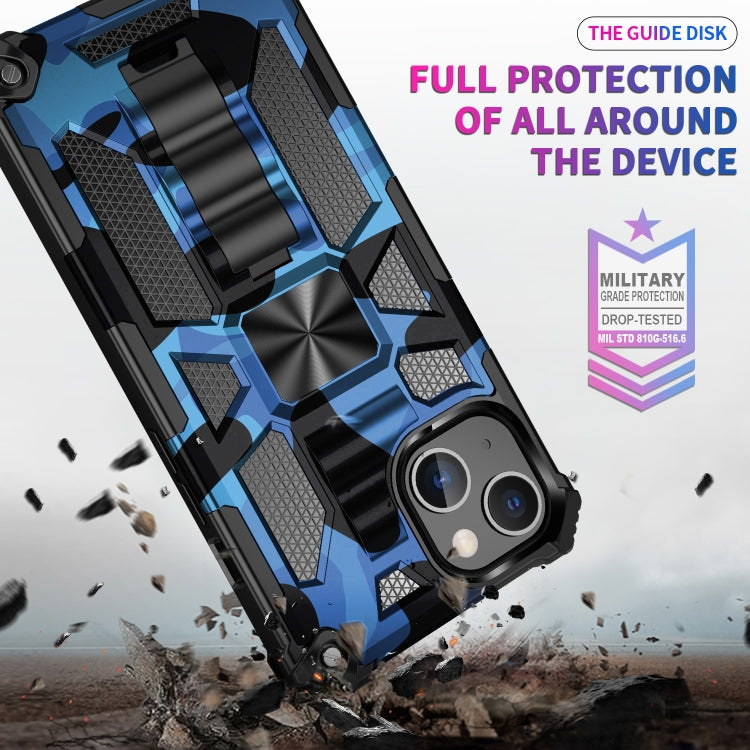 For iPhone 13 Pro Camouflage Armor Kickstand TPU + PC Magnetic Phone Case