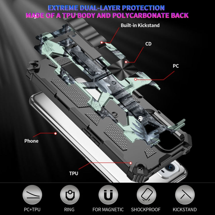 For OnePlus Nord N200 5G Camouflage Armor Shockproof TPU PC Magnetic Phone Case with Holder