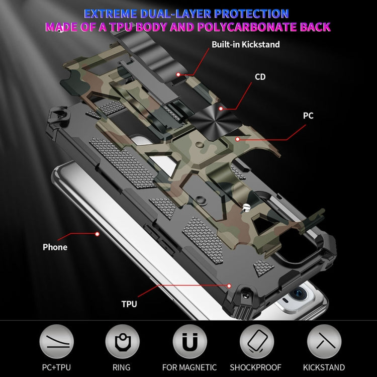 For OnePlus Nord N200 5G Camouflage Armor Shockproof TPU PC Magnetic Phone Case with Holder