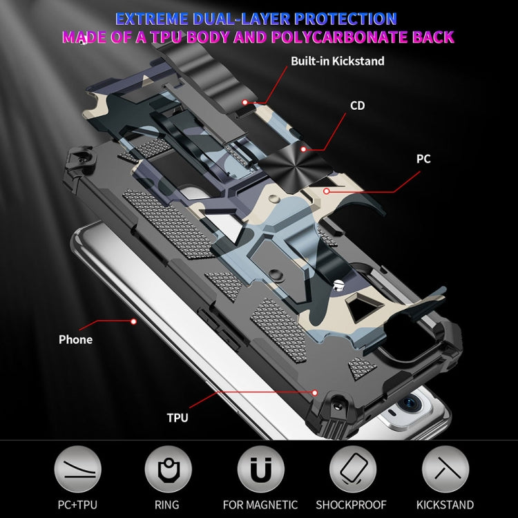 For OnePlus Nord N200 5G Camouflage Armor Shockproof TPU PC Magnetic Phone Case with Holder