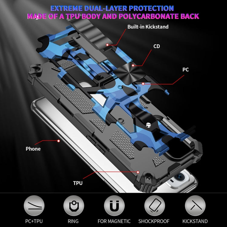 For OnePlus Nord N200 5G Camouflage Armor Shockproof TPU PC Magnetic Phone Case with Holder