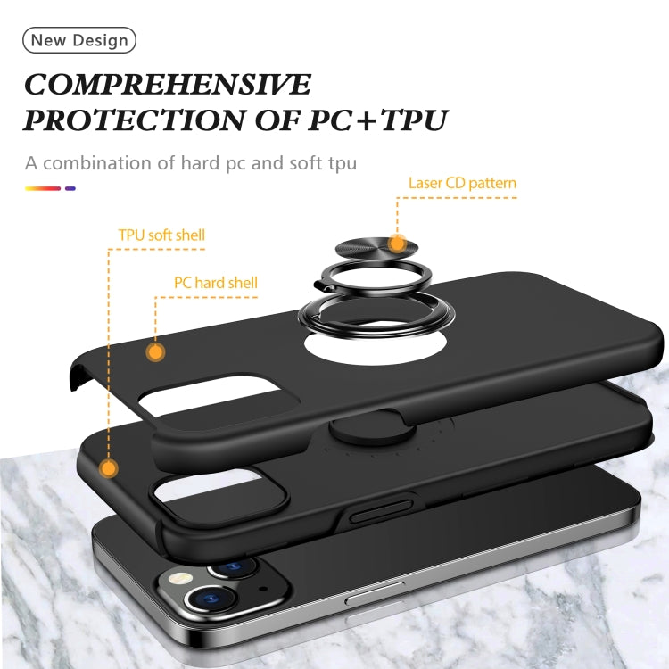 For iPhone 13 mini Magnetic Ring Kickstand Shockproof Phone Case