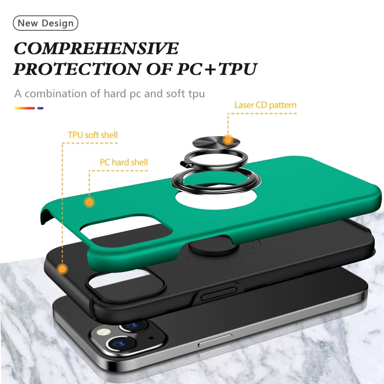 For iPhone 13 mini Magnetic Ring Kickstand Shockproof Phone Case