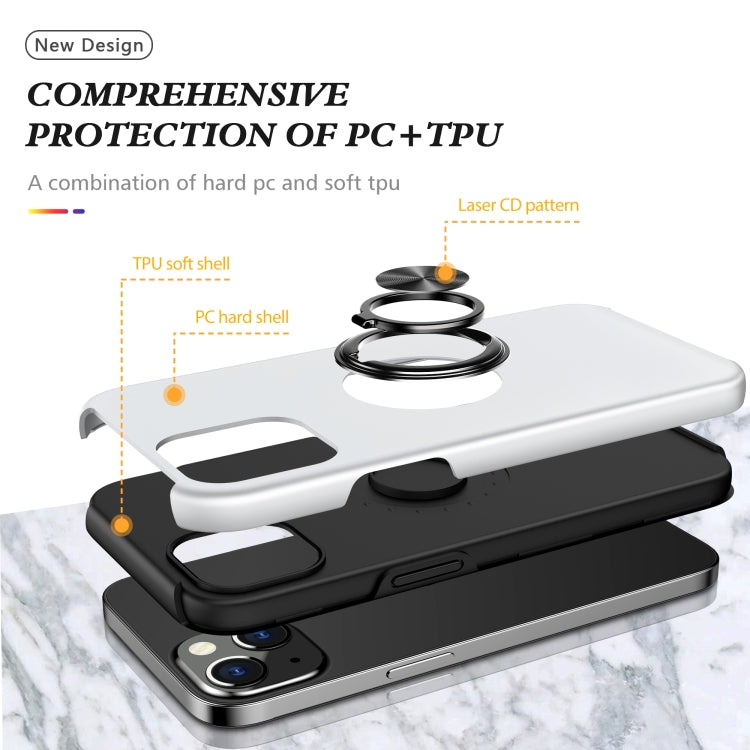 For iPhone 13 mini Magnetic Ring Kickstand Shockproof Phone Case