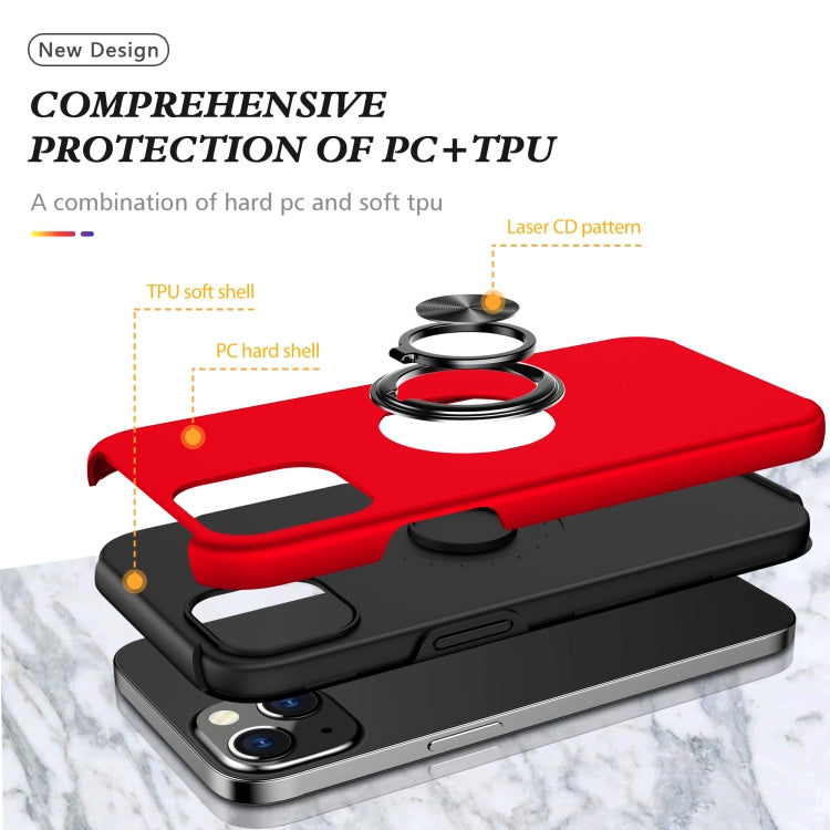 For iPhone 13 Magnetic Ring Kickstand Shockproof Phone Case