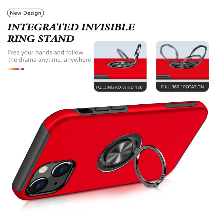 For iPhone 13 Magnetic Ring Kickstand Shockproof Phone Case