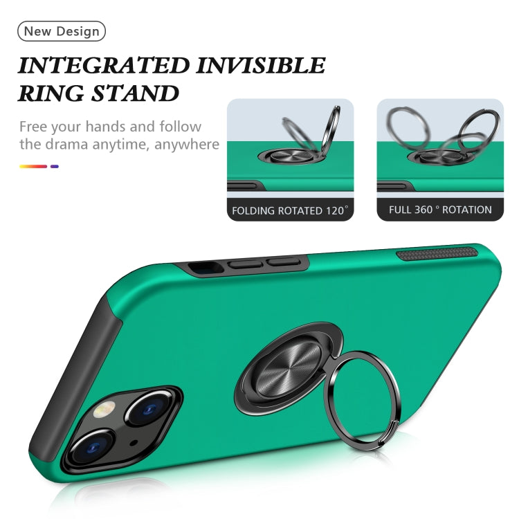 For iPhone 13 Magnetic Ring Kickstand Shockproof Phone Case
