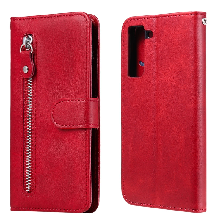 For Samsung Galaxy S21 FE Fashion Calf Texture Zipper Horizontal Flip Leather Case with Holder & Card Slots & Wallet