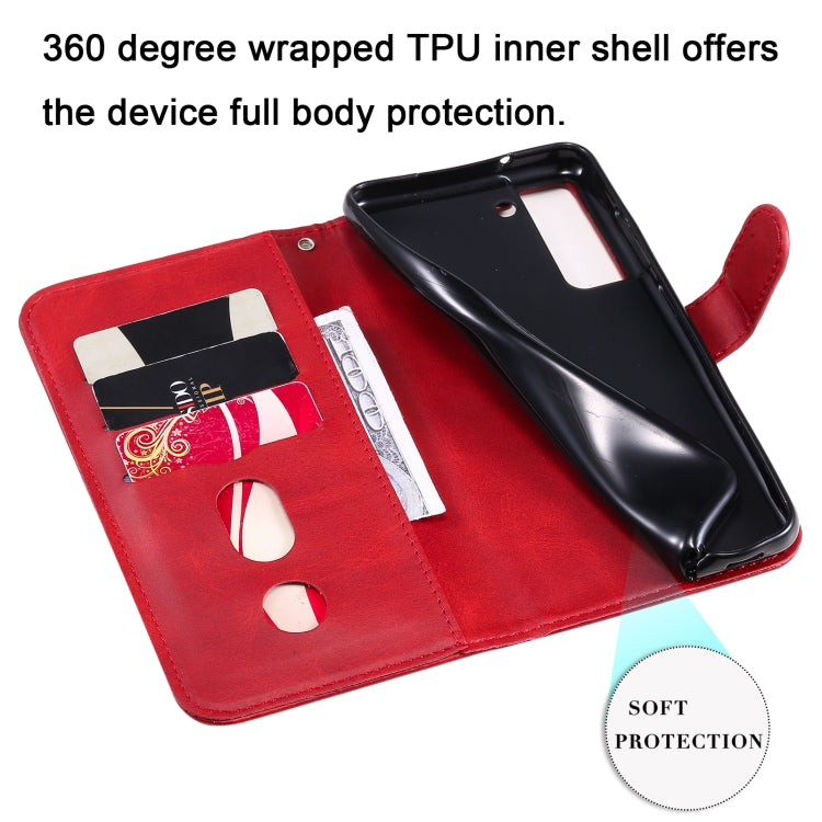 For Samsung Galaxy S21 FE Fashion Calf Texture Zipper Horizontal Flip Leather Case with Holder & Card Slots & Wallet