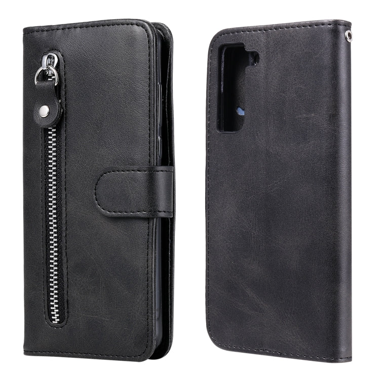 For Samsung Galaxy S21 FE Fashion Calf Texture Zipper Horizontal Flip Leather Case with Holder & Card Slots & Wallet