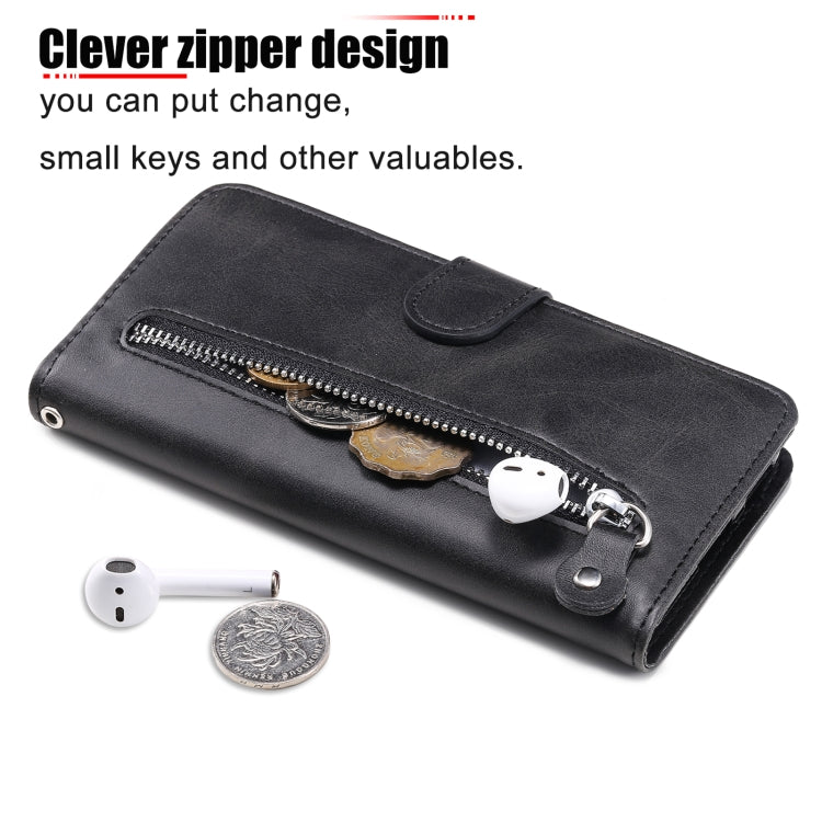 For Samsung Galaxy S21 FE Fashion Calf Texture Zipper Horizontal Flip Leather Case with Holder & Card Slots & Wallet