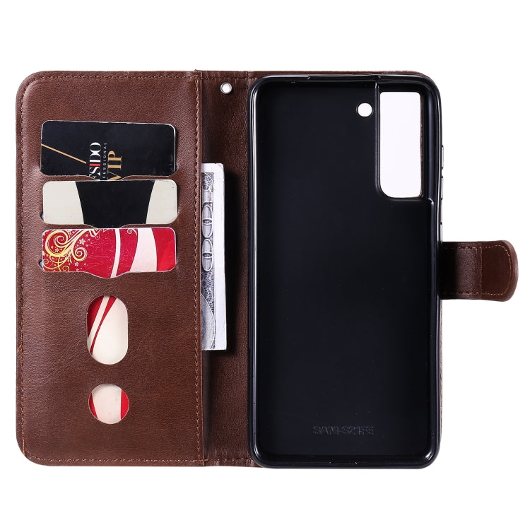 For Samsung Galaxy S21 FE Fashion Calf Texture Zipper Horizontal Flip Leather Case with Holder & Card Slots & Wallet