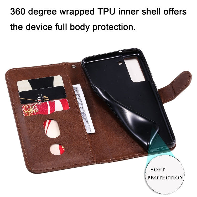 For Samsung Galaxy S21 FE Fashion Calf Texture Zipper Horizontal Flip Leather Case with Holder & Card Slots & Wallet