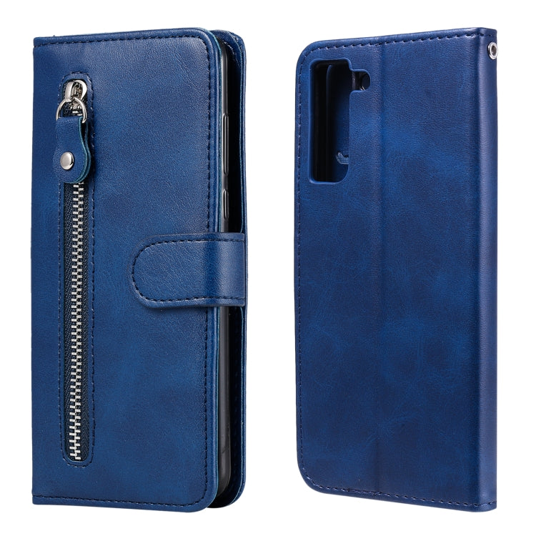 For Samsung Galaxy S21 FE Fashion Calf Texture Zipper Horizontal Flip Leather Case with Holder & Card Slots & Wallet