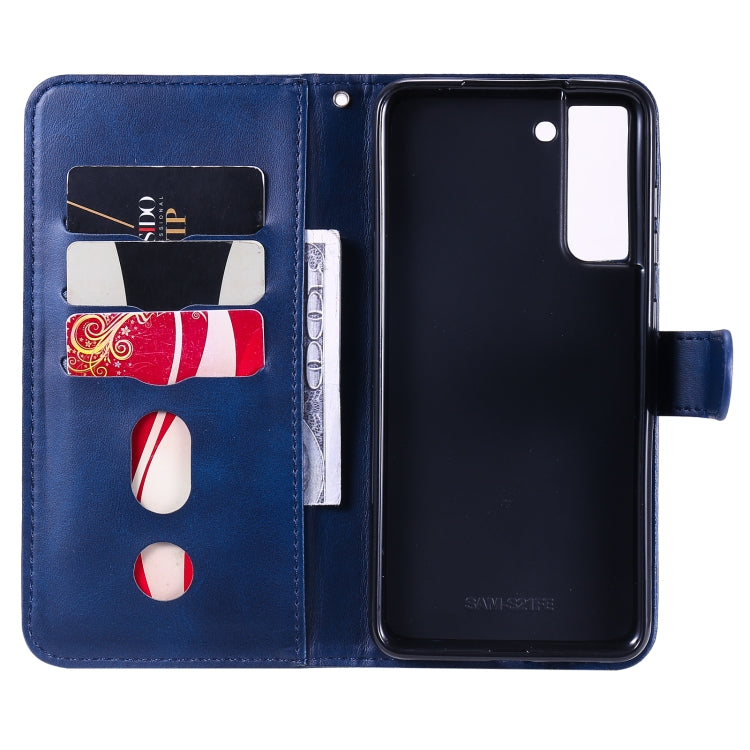 For Samsung Galaxy S21 FE Fashion Calf Texture Zipper Horizontal Flip Leather Case with Holder & Card Slots & Wallet