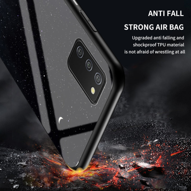 For Samsung Galaxy A02s EU Version Starry Sky Painted Tempered Glass TPU Shockproof Protective Case