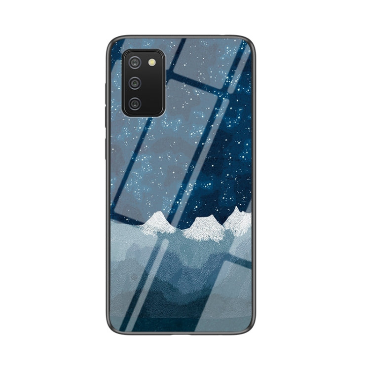 For Samsung Galaxy A02s EU Version Starry Sky Painted Tempered Glass TPU Shockproof Protective Case