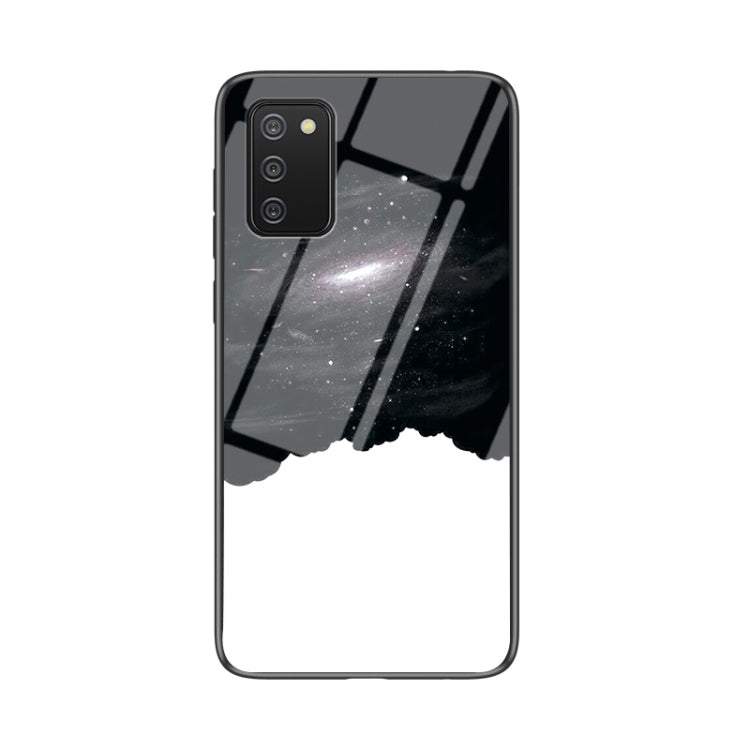 For Samsung Galaxy A02s EU Version Starry Sky Painted Tempered Glass TPU Shockproof Protective Case