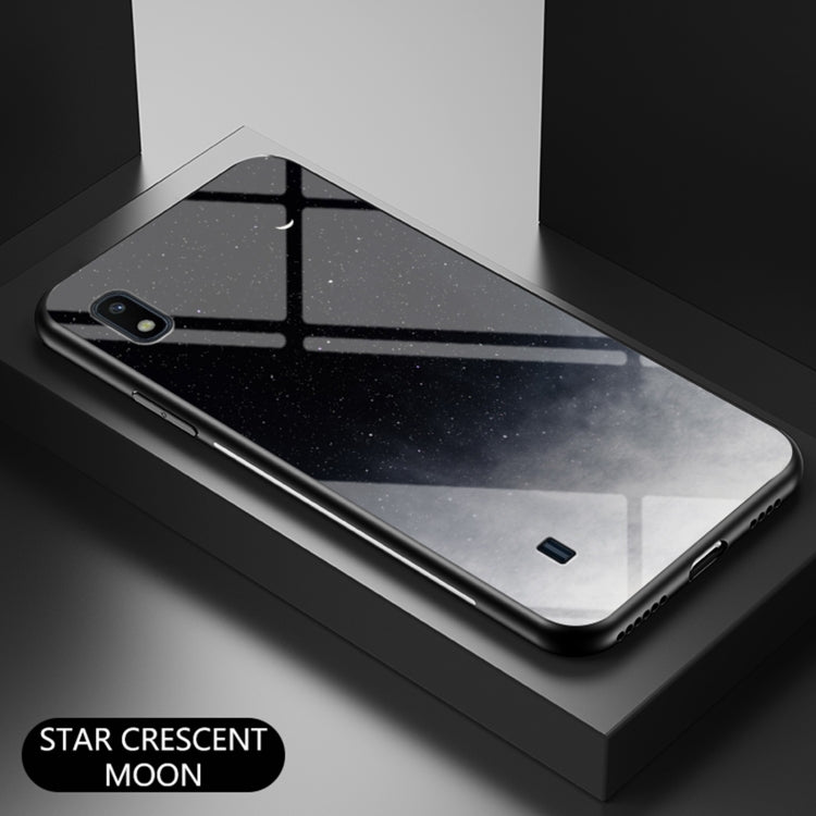 For Samsung Galaxy A10 Starry Sky Painted Tempered Glass TPU Shockproof Protective Case