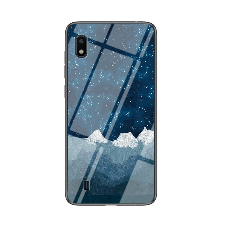 For Samsung Galaxy A10 Starry Sky Painted Tempered Glass TPU Shockproof Protective Case