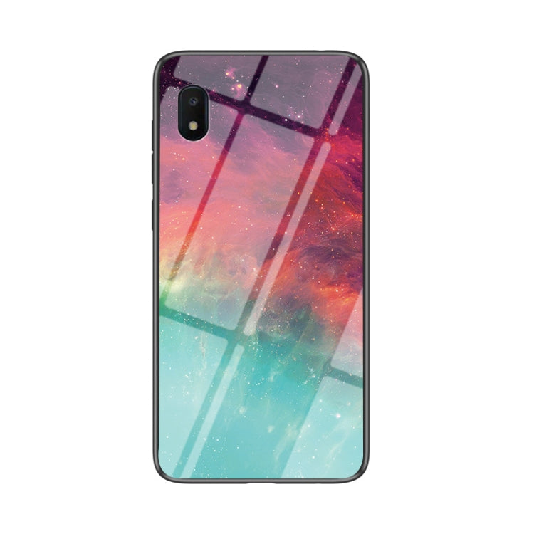 For Samsung Galaxy A10e Starry Sky Painted Tempered Glass TPU Shockproof Protective Case