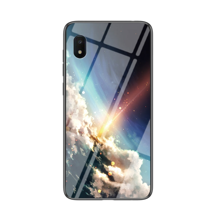 For Samsung Galaxy A10e Starry Sky Painted Tempered Glass TPU Shockproof Protective Case