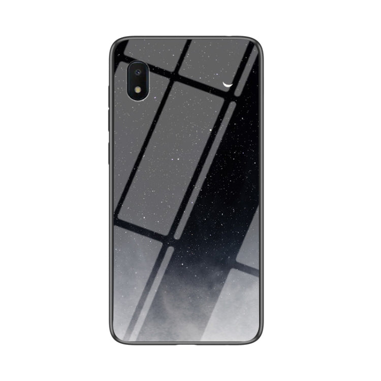 For Samsung Galaxy A10e Starry Sky Painted Tempered Glass TPU Shockproof Protective Case