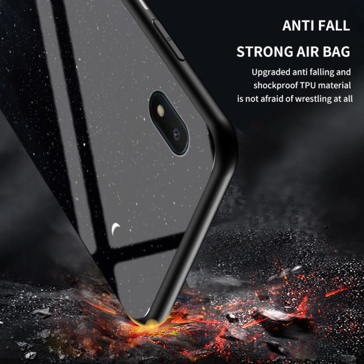 For Samsung Galaxy A10e Starry Sky Painted Tempered Glass TPU Shockproof Protective Case