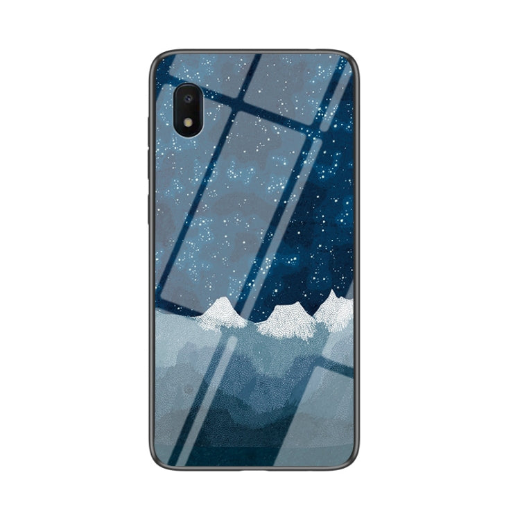 For Samsung Galaxy A10e Starry Sky Painted Tempered Glass TPU Shockproof Protective Case
