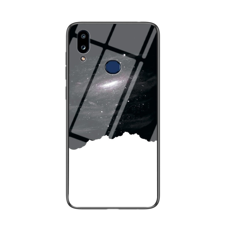 For Samsung Galaxy A10s Starry Sky Painted Tempered Glass TPU Shockproof Protective Case