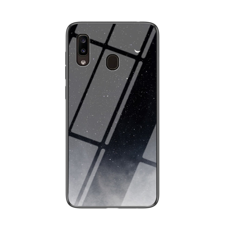 For Samsung Galaxy A20e Starry Sky Painted Tempered Glass TPU Shockproof Protective Case